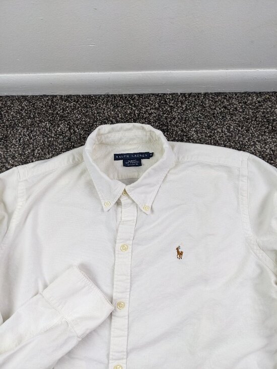 Ralph Lauren Tops - Vintage Ralph Lauren Shirt White Oxford L/S Button Down Womens Size 10 Slim Fit